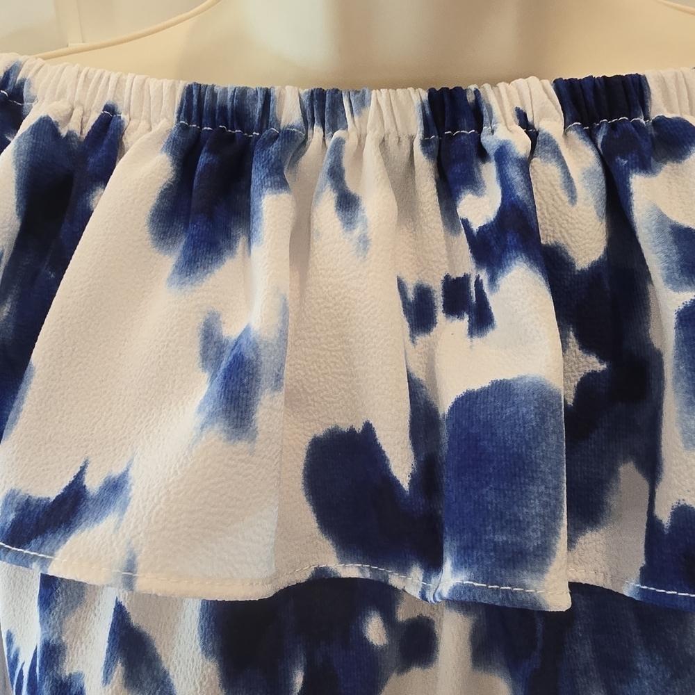 Michael Kors Blue and White Floral Blouse - Picture 3 of 3